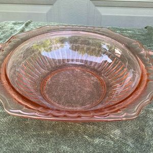Pink depression glass bowl